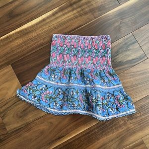 BELL BY ALICIA BELL GIRLS BLUE FLORAL SMOCKED LINED SKIRT SIZE 4